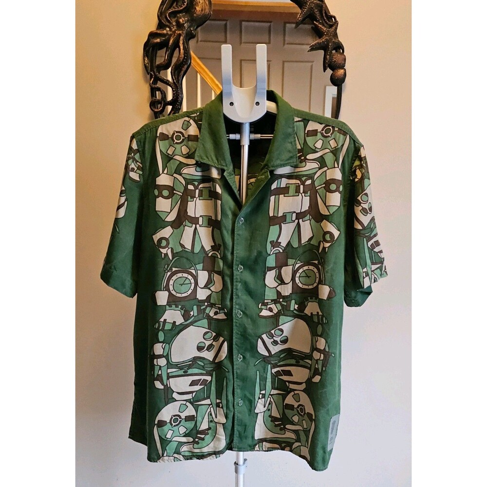 G-Star Raw Hawaiian Service Shirt Camo Button Up Green Camp Men’s XXL Y2K